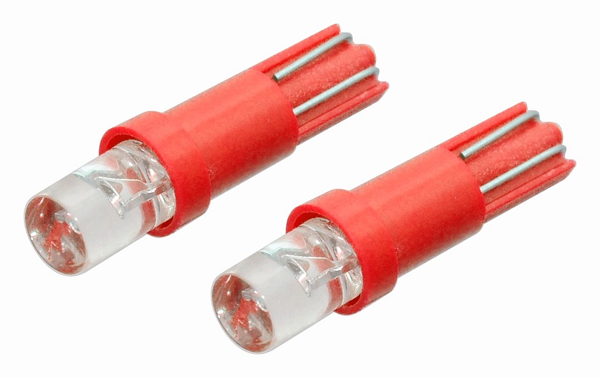 Žárovka 1LED 12V T5 červená 2ks