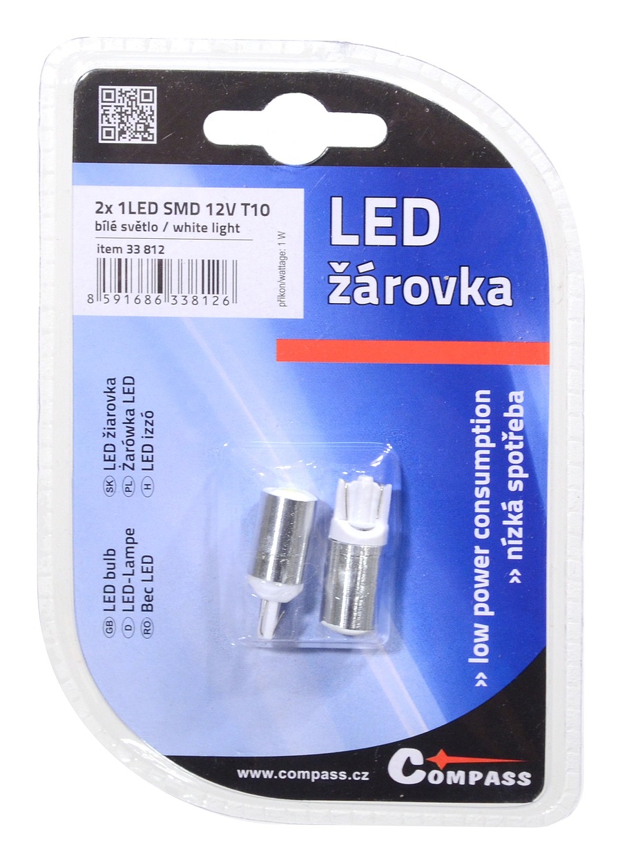 Žárovka 1 SMD LED 12V T10 bílá 2ks