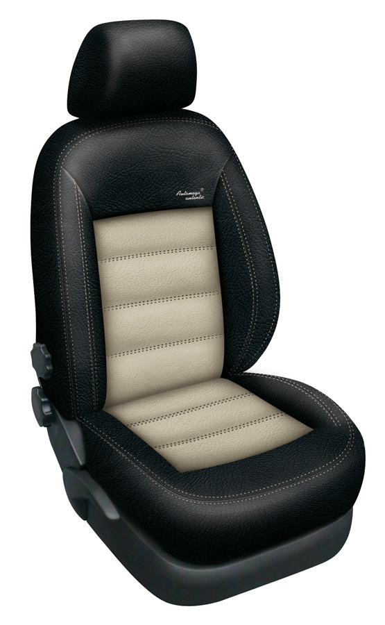 Autopotahy Škoda SUPERB III, AUTHENTIC LEATHER, černobéžové